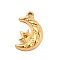 Ion Plating(IP) 304 Stainless Steel Pendant Rhinestone Settings, Moon with Star, Real 18K Gold Plated, Fit For 1.2mm Rhinestone, 16x10.5x3mm, Hole: 1.2mm