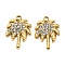 304 Stainless Steel Charms, with Rhinestone, Tree, Real 14K Gold Plated, 14x10.5x2mm, Hole: 1.5mm