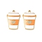 304 Stainless Steel Enamel Pendants, Rhinstone Heart Pattern Cup Charms, Ion Plating(IP), Golden, Orange, 26.5x18x4mm, Hole: 1.2mm