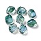Baking Paint Transparent Glass Beads, with Giltter Power, Nuggets, Green, 12x9.5x7mm, Hole: 1.2mm