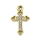 Alloy Rhinestone Pendants, UV Plated, Cross, Light Gold, 20x12.5x2mm, Hole: 1.8mm