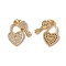 Brass Micro Pave Clear Cubic Zirconia Pendants, with Jump Ring, Cadmium Free & Nickel Free & Lead Free, Rack Plating, Heart Lock & Key, Real 18K Gold Plated, Real 18K Gold Plated, 23x13x2mm, Hole: 3mm