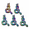 Rainbow Color Alloy Pendants, Cadmium Free & Lead Free, Snake, 26.5x20.5x2.5mm, Hole: 2mm