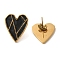 Ion Plating(IP) 304 Stainless Steel Heart Stud Earrings, wtih Enamel, Real 18K Gold Plated, 21.5x18mm