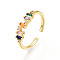 Brass Micro Pave Cubic Zirconia Cuff Rings for Women, Cadmium Free & Nickel Free & Lead Free, Rectangle, Real 18K Gold Plated, Inner Diameter: 17~17.5mm