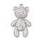 Eco-friendly Brass Micro Pave Clear Cubic Zirconia Pendants, Cadmium Free & Lead Free, Long-Lasting Plated, Bear, Platinum, 26.5x16x3.7mm, Hole: 1.6mm