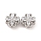 Brass Micro Pave Clear Cubic Zirconia Beads, Cadmium Free & Nickel Free & Lead Free, Clover, Platinum, 13x13x8mm, Hole: 1.8mm