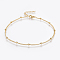 304 Stainless Steel Anklets, with Lobster Claw Clasps, Round Beads and Twist Chain, Golden, 9 inch(230mm), 1.5mm