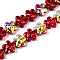 Transparency Electroplate Glass Beads Strands, Flower, AB Color Plated, Half Plated, Dark Red, 12~12.3x12.5x7mm, Hole: 1mm, about 55pcs/strand, 24.80''(63cm)