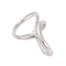 Non-Tarnish 304 Stainless Steel Criss Cross Open Cuff Finger Rings for Unisex, Stainless Steel Color, US Size 7(17.3mm)