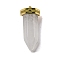 Natural Quartz Crystal Pointed Pendants, Rock Crystal Faceted Bullet Charms with Golden Plated 304 Stainless Steel Findings, 26~26.5x11.5x10mm, Hole: 1.4mm