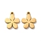 Ion Plating(IP) 304 Stainless Steel Charms, Laser Cut, Flower Charm, Golden, 12.5x10.5x1.4mm, Hole: 1.4mm