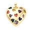 Brass Micro Pave Cubic Zirconia Pendants, Cadmium Free & Lead Free, Heart Charms, Real 16K Gold Plated, 30x29.5x6.5mm, Hole: 5x3.5mm