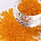 Glass Seed Beads, Transparent, Round, Orange, 8/0, 3mm, Hole: 1mm, about 10000 beads/pound
