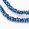 Electroplate Glass Beads Strands, Faceted Rondelle, Blue Plated, 3x2mm, Hole: 1mm, about 170pcs/strand, 15 inch