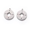 Non-Tarnish 201 Stainless Steel Pendants, Manual Polishing, Compass, Stainless Steel Color, 18x16x1.5mm, Hole: 1.2mm