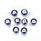 304 Stainless Steel Enamel Charms, Flat Round with Evil Eye, Stainless Steel Color, Medium Blue, 8.5x6x4mm, Hole: 1mm