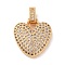 Brass Micro Pave Cubic Zirconia Pendants, Nickel Free, Real 18K Gold Plated, Clear, Heart, 18.5~24x12.5~25.5x5~5.5mm, Hole: 5x3mm