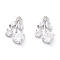 Rack Plating Brass Cubic Zirconia Charms, Long-Lasting Plated, Cherry, Platinum, 14x8.5x3mm, Hole: 1.2mm