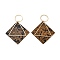 Brass with PU Leather Pendants, Rhombus, Peru, 63mm, Hole: 13.5mm
