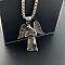 Retro 304 Stainless Steel Angel Pendant Necklaces, Antique Silver