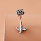 Rose Brass Crystal Rhinestone Curved Barbell Belly Rings, Platinum, 25x10mm