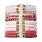 10Pcs Polymer Clay Disc & Glass & Brass Beaded Stretch Bracelets Set, Heart Stackable Bracelets, Indian Red, Inner Diameter: 2-1/8 inch(5.4cm)