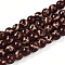 Baking Painted Glass Beads Strands, Round, Drawbench Style, Coconut Brown, 7.5~8.5mm, Hole: 1.2~1.4mm