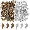 120Pcs 2 Colors Tibetan Style Alloy Pendants, Cadmium Free & Nickel Free & Lead Free, Fox, Antique Bronze & Antique Silver, 23.5x13x4mm, Hole: 2mm, about 60pcs/color