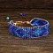 Bohemian Style Glass Bead Braided Bracelets, Ethnic Cord Bracelets for Women, Blue, Inner Diameter:  1/4 inch(0.8cm) ~ 3/8 inch(1cm)