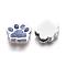 Alloy Enamel Slider Charms, Dog Paw Prints, Platinum, Royal Blue, 13x15.5x4.5mm, Hole: 2x8mm