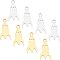 201 Stainless Steel Laser Cut Pendants, Rocket, Golden & Stainless Steel Color, 18x8x1mm, Hole: 1.5mm, 12pcs/box