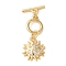 Brass Micro Pave Clear Cubic Zirconia Toggle Clasps, Cadmium Free & Nickel Free & Lead Free, Sun, Real 18K Gold Plated, 33mm, Bar: 13x4x1.5mm, Hole: 1.2mm; Ring: 11x9x1.5mm, Hole: 1.2mm