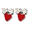 Acrylic Pendants, Bowknot with Heart Charms, with Poplar, Red, 39x34.5x2.5mm, Hole: 5mm