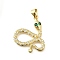 Brass Micro Pave Cubic Zirconia Pendants, Snake, Rack Plating, Long-Lasting Plated, Lead Free & Cadmium Free, Real 18K Gold Plated, 27.5x23x3.5mm, Hole: 3.5x4.5mm