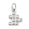 Brass Micro Pave Cubic Zirconia Pendants, Puzzle Charms, Lead Free & Cadmium Free, Long-Lasting Plated, Rack Plating, with Jump Ring, Platinum, 9.5x8x1.5mm