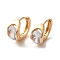 Light Gold Brass Micro Pave Cubic Zirconia Hoop Earrings, Oval, 12.5x7mm