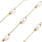 Ion Plating(IP) 304 Stainless Steel Paperclip Chains, Soldered, with ABS Imitation Pearl Beads, Oval, Real 18K Gold Plated, 5.5x4.5x4mm, about 16.40 Feet(5m)/Roll
