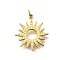304 Stainless Steel Pendants, with Jump Ring, Sun Charms, Laser Cut, Ion Plating(IP), Real 18K Gold Plated, 16.5x14.5x1.5mm, Hole: 2.5mm