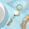 Gemstone Keychain, with 
Alloy Badge Reels and Brass Keychain Clasp, Flat Round, 107mm