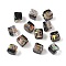 Baking Painted Handmade Gold Sand Lampwork Beads, Cube, Black, 8~9x9x6~7mm, Hole: 1.8mm