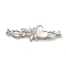 Brass Micro Pave Cubic Zirconia Fold Over Clasps, Cadmium Free & Nickel Free & Lead Free, with Shell and ABS Imitation Pearl, Long-lasting Plated, Real Platinum Plated, 45mm, Hole: 4mm