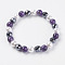 Synthetic Hematite Beads Stretch Bracelets, with Natural Amethyst and Shell Beads, 2-1/4 inch(57mm)