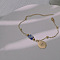 Natural Blue Spot Jasper Charm Bracelet, Golden, Eye