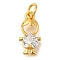 Rack Plating Brass Micro Pave Cubic Zirconia Charms, Lead Free & Cadmium Free, Long-Lasting Plated, Real 18K Gold Plated, Boy with Haert, Clear, 15x7.5x3.5mm, Hole: 3.5mm