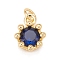 Brass Inlaid Clear Cubic Zirconia Charms, Real 18K Gold Plated, Lead Free & Cadmium Free, Crown, Medium Blue, 11.5x9.5x6mm, Hole: 3mm