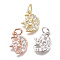 Brass Micro Pave Cubic Zirconia Charms, with Jump Ring, Long-Lasting Plated, Moon with Star, Clear, Mixed Color, 12x9x2mm, Hole: 3mm