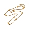 Ion Plating(IP) 304 Stainless Steel Curb Chain Necklaces, Oval Beaded Necklaces for Women, Golden, 15.75 inch(40cm)