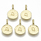 Alloy Pendants, Cadmium Free & Nickel Free & Lead Free, Flat Round with Letter, Real 18K Gold Plated, Letter.Q, 17x11.5x1.5mm, Hole: 2.5mm