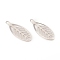 Tarnish Resistant 304 Stainless Steel Pendants, Laser Cut, Leaf, Stainless Steel Color, 23x9x0.3mm, Hole: 1mm